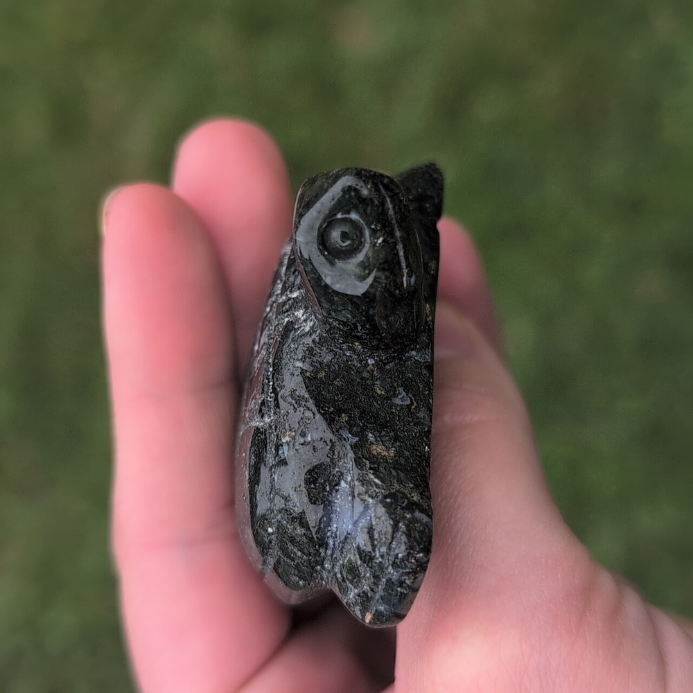 Moss Agate Turtle Gemstone Carving - Picture 4 of 5